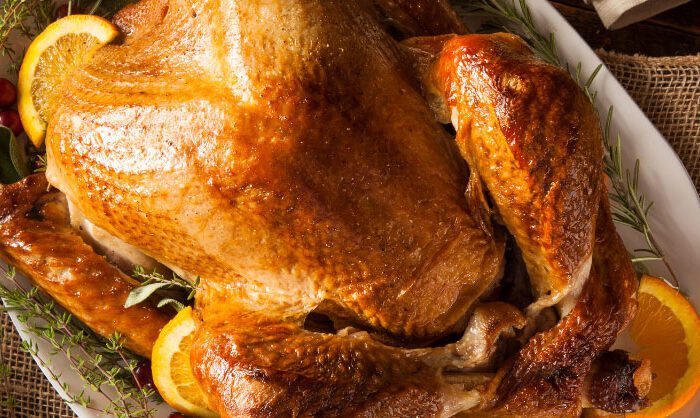 Selection of fresh Shady Brook, organic, and free-range turkeys at Bow Street